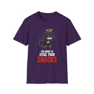 I'm Going To Steal Your Snacks T-Shirt | Chibi Devil Girl Anime Tee | Funny Snack Thief afbeelding 6