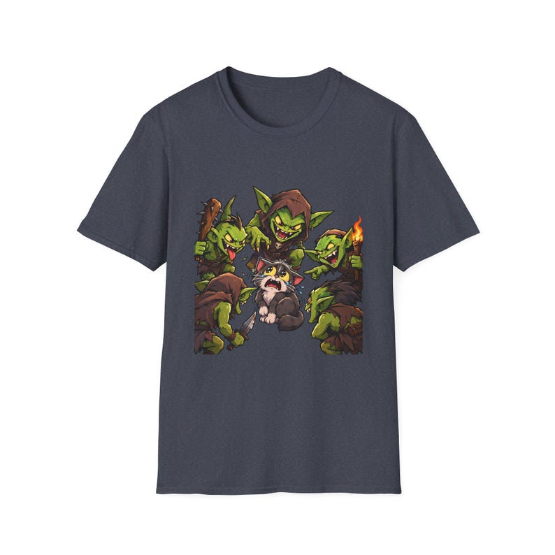 Cat Surrounded By Goblins T-Shirt | Funny Fantasy Gaming Tee | Goblin Raid immagine 8
