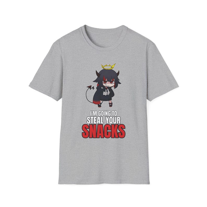 I'm Going To Steal Your Snacks T-Shirt | Chibi Devil Girl Anime Tee | Funny Snack Thief afbeelding 3