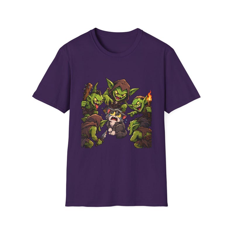Cat Surrounded By Goblins T-Shirt | Funny Fantasy Gaming Tee | Goblin Raid immagine 9