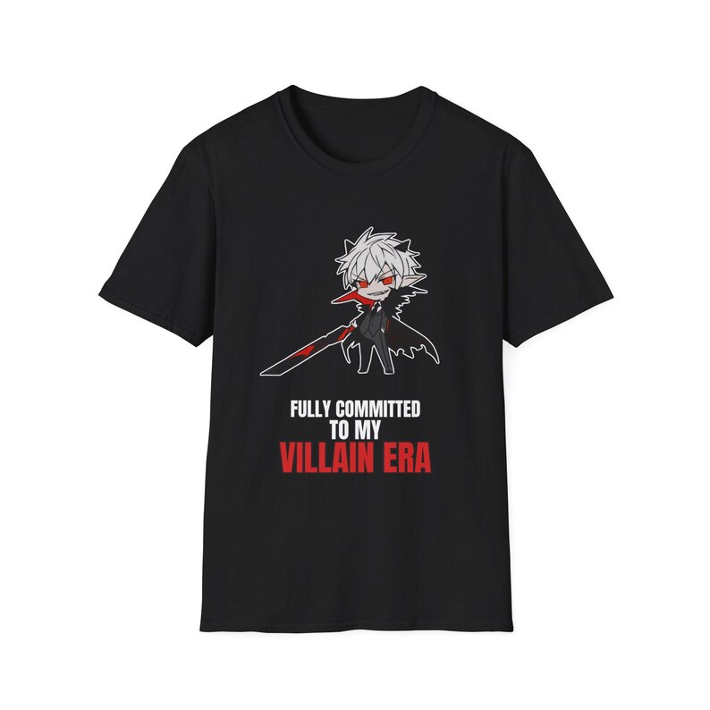 Dark Anime Swordsman T-Shirt | Edgy Demon Boy Character Tee | Villain Era Graphic afbeelding 1