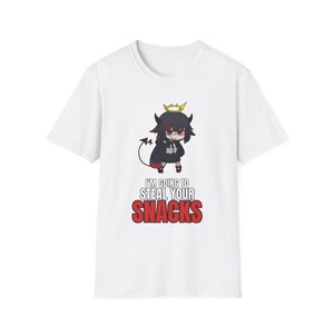 I'm Going To Steal Your Snacks T-Shirt | Chibi Devil Girl Anime Tee | Funny Snack Thief afbeelding 2