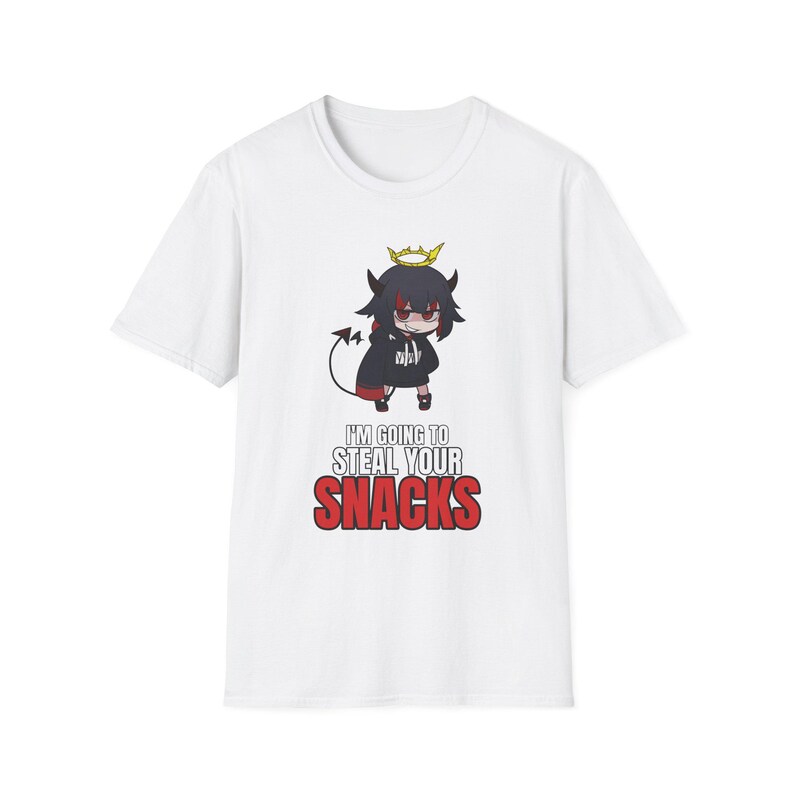 I'm Going To Steal Your Snacks T-Shirt | Chibi Devil Girl Anime Tee | Funny Snack Thief afbeelding 2