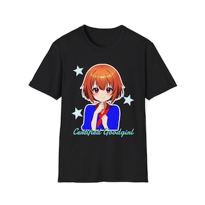 Certified Goodgirl | Anime Schoolgirl Illustration T-Shirt | Cute & Slightly Edgy Character Print image 1