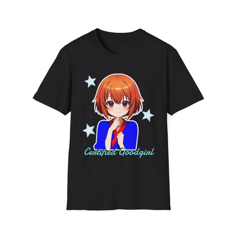 Certified Goodgirl | Anime Schoolgirl Illustration T-Shirt | Cute & Slightly Edgy Character Print image 1