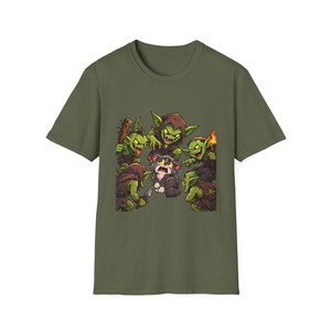 Cat Surrounded By Goblins T-Shirt | Funny Fantasy Gaming Tee | Goblin Raid immagine 3