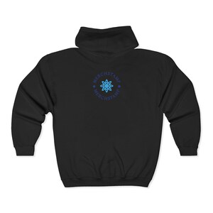 Sudadera con capucha y cremallera completa de MerchStamp Support / Corazón rojo en la parte delantera, logo en la parte trasera imagen 2