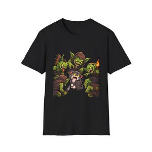 Cat Surrounded By Goblins T-Shirt | Funny Fantasy Gaming Tee | Goblin Raid immagine 1