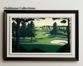 Timeless Course Drawing Art Print - Golf Course Drawing - Golf Course Art - Printable Golf Art - Digital Download