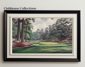 Southern Spring Pines Golf Art Print - Watercolor Golf Course Painting - Golf Course Art - Printable Golf Art - Digital Download