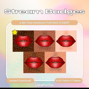 Pouty Lip Stick Sub Badges: Kick, Twitch, YouTube & More | DEEP SKIN TONE