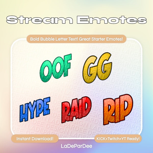 FREEBIE Neon Bubble Letter Starter Emotes : KICK, Twitch, YouTube & More