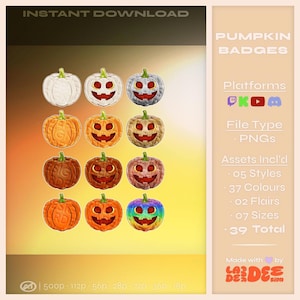 Pumpkin + Jack&#39;o&#39;lantern Sub Badges: KICK, Twitch, YouTube & More