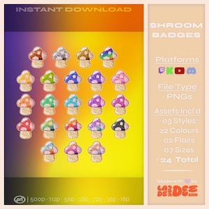 Mushroom Sub Badges: KICK, Twitch, YouTube & More