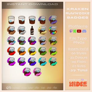 Kraken Rum + Coke Shots Sub Badges: KICK, Twitch, YouTube & More