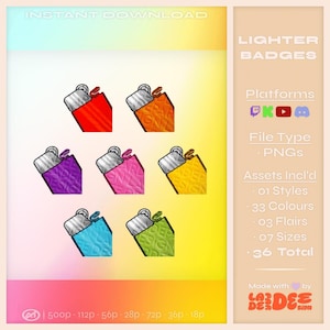 Lighter + Flame Sub Badges: KICK, Twitch, YouTube & More