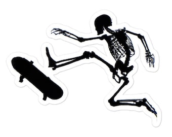 Etiqueta engomada del esqueleto, etiqueta engomada del esqueleto espeluznante del monopatín, etiqueta engomada del esqueleto espeluznante de la etiqueta engomada de Halloween, etiqueta del esqueleto, regalos de Halloween