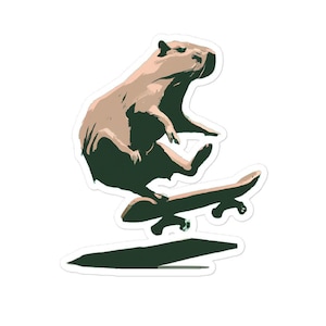 Capybara Sticker, Skateboarding Kickflip Capybara Sticker, Funny Sticker Gift, Water Bottle Laptop Sticker, Gifts for men women teens