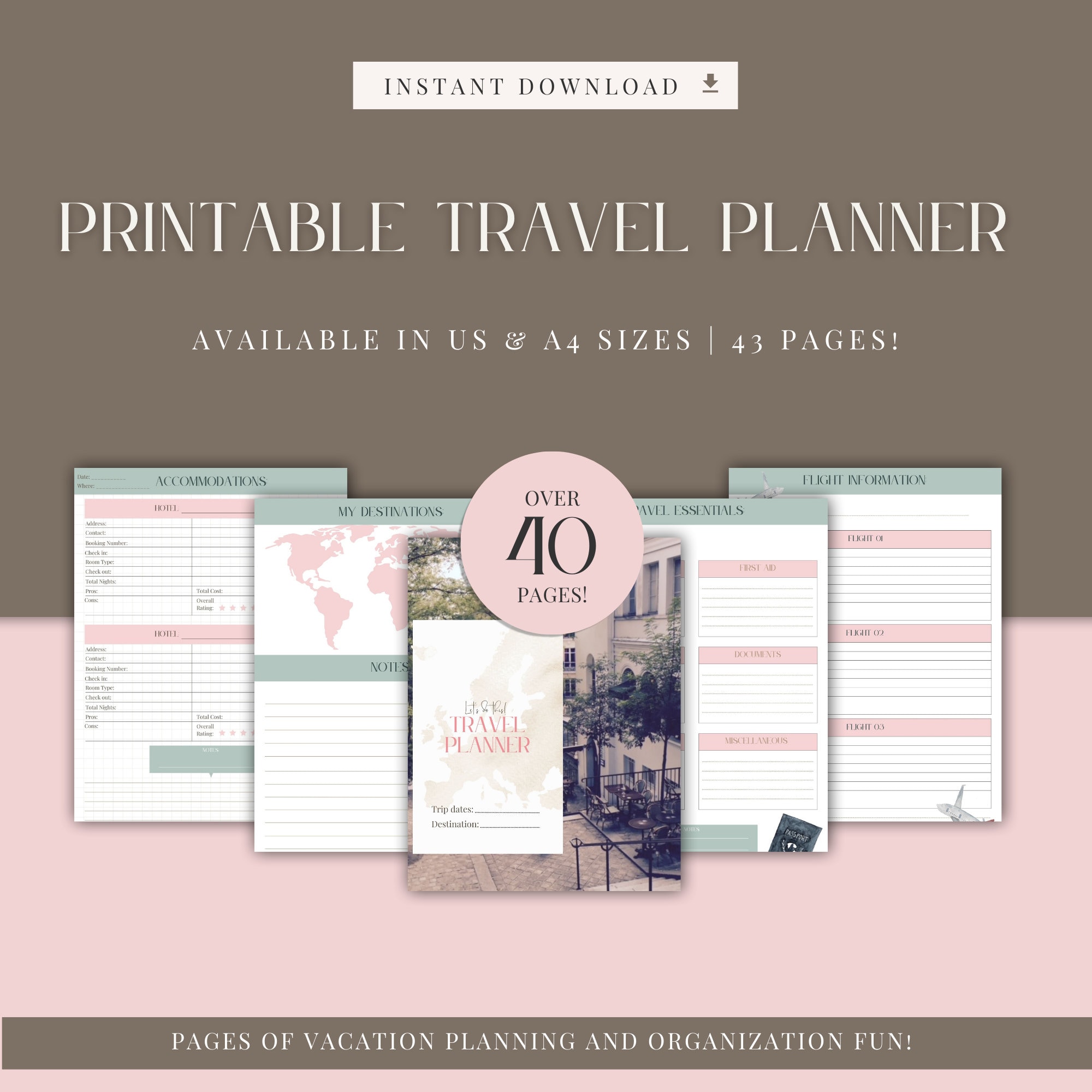 Paris Travel Planner Printable Printable Travel Planner Printable ...