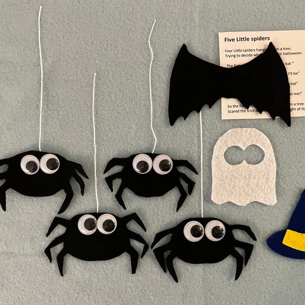 4 petites araignées, histoire de feutre d'Halloween