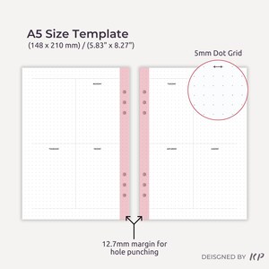 minimalist week on 2 pages A5 bullet planner inserts