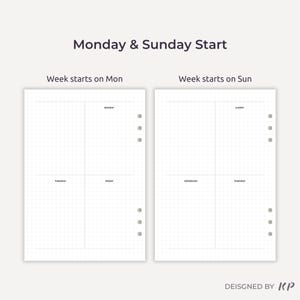 minimalist week on 2 pages A5 bullet planner inserts