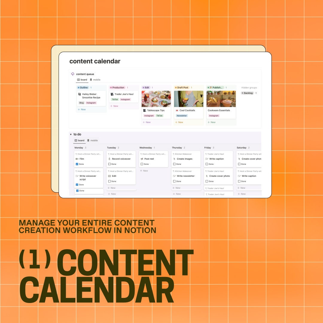The Perfect Notion Content Calendar Template Etsy