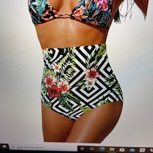Vintage Women&#39;s High Waisted Swimsuit Bikini Bottoms Tummy Control Tankini Bottoms Swim Shorts - Large
