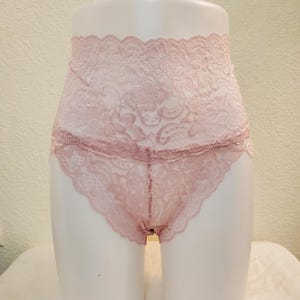 Hensard FineToo Wide Waistband Lace Panty - Pink - Large (8/10)