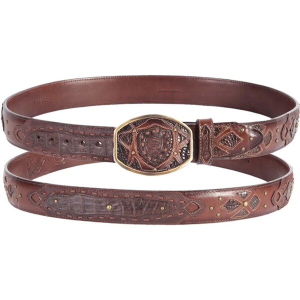 Men's Wild West Caiman Belly Laser Design Casual Belt 2C24U8216 main image 1