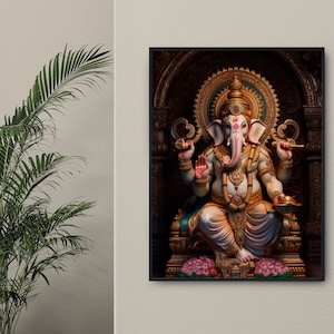 Lord Ganesha Canvas Print, Hindu God Wall Art, Lord Ganesha Wall Decor for Home or Office