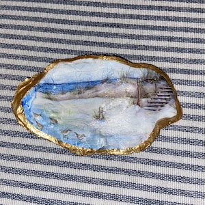 XL beach scene oyster ring dish