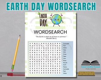 Earth Day Word Search Printable | Earth Day Kids Activity Sheet | Earth Day Game for Kids School | Homeschool Printable | Classroom Activity