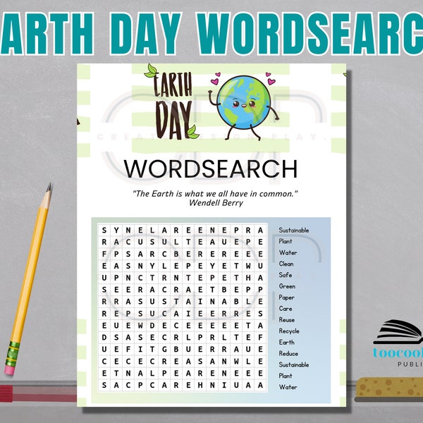 Earth Day Word Search Printable | Earth Day Kids Activity Sheet | Earth Day Game for Kids School | Homeschool Printable | Classroom Activity