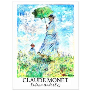 Claude Monet Frau mit einem Sonnenschirm Madame Monet und ihr Sohn Premium Matte Papier Poster