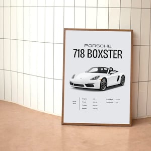 Porsche poster Car poster Porsche 911 print Porsche wall art Porsche 718 Boxster prints Trendy wall art Boys wall art Home Office Art