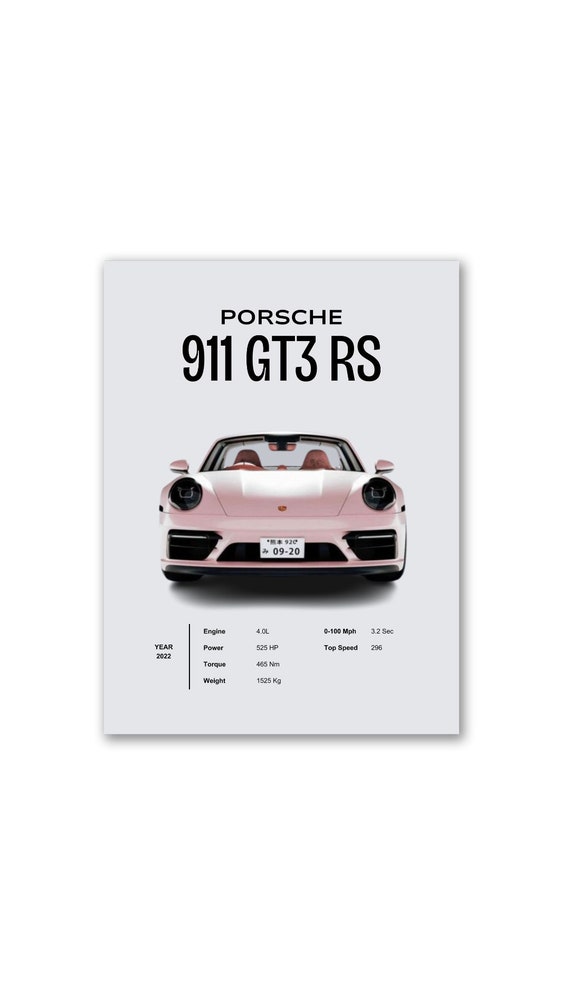 Pink Porsche Poster Car Poster Porsche Print Porsche 911 Pink Wall