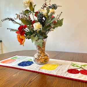 Fruit Table Runner, Spring Table Runner, Long Table Runner, Quilted Table Runner