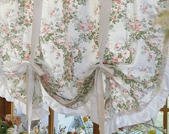 Raffgarderobe: Blumen Rüschen Vorhang: Landhaus Küche Ballon Vorhang