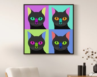 猫ポップアート7 | 緑と青の猫 | オリジナルデジタルアートワーク