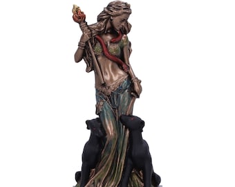 Hecate Moon Goddess Mini Hand Painted Altar Figurine Statue 9cm 3.5"