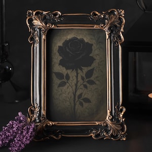 Black Rose Gothic Printable Poster - Dark Floral Wall Art - Moody Botanical Illustration - Witchy Decor - Instant Download (PNG)