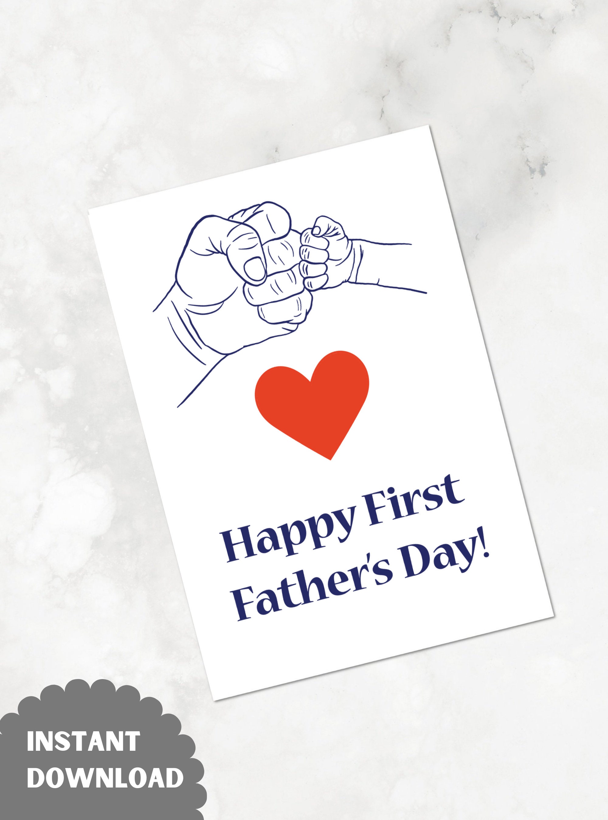 First Father's Day Printable Card Instant PDF Download - Etsy