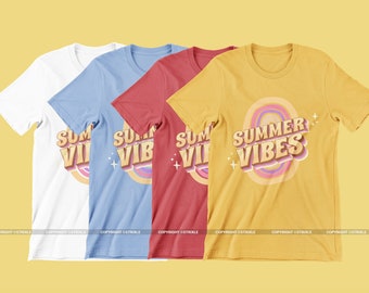 Camiseta Summer Vibes para hombres y mujeres, camiseta de verano, verano, regalos de vacaciones de verano, camisetas de vacaciones familiares, playa, camiseta divertida de verano