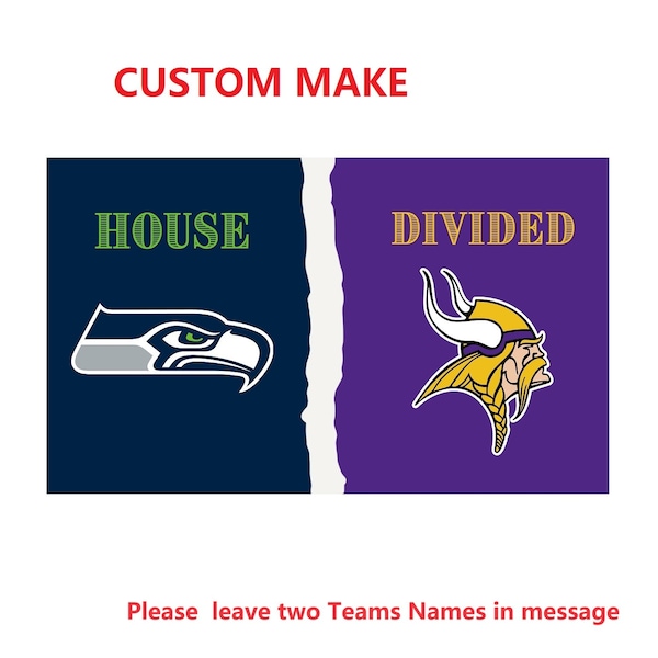 Custom House Divided Flag, Custom Flag, House Divided Flag, NFL Flag, Country Flag, School Flag, MLB Flag, Give Two Teams Names, We make