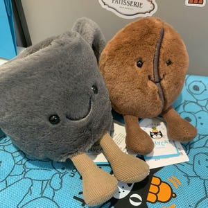 Tasse à café en peluche, thé au lait et grains de café, trio de peluches pour le thé de l'après-midi - Adorable tasse à café, grain de café et tasse à thé au lait portable !