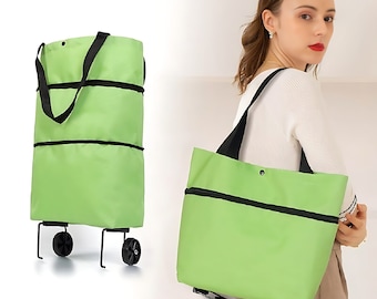 Collapsible Trolley 16 Gallon Capacity Bags Custom Logo Folding Shopping Bag with Wheels Foldable Shopping Cart Reusable Bags Grocery Bags