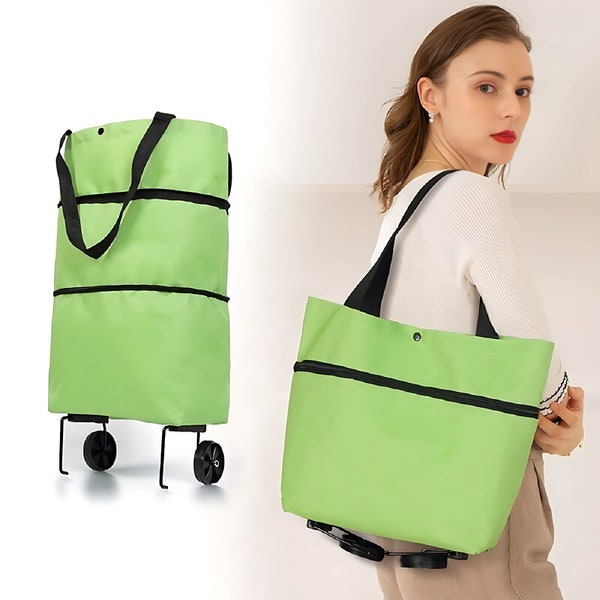 Collapsible Trolley 16 Gallon Capacity Bags Custom Logo Folding Shopping Bag with Wheels Foldable Shopping Cart Reusable Bags Grocery Bags