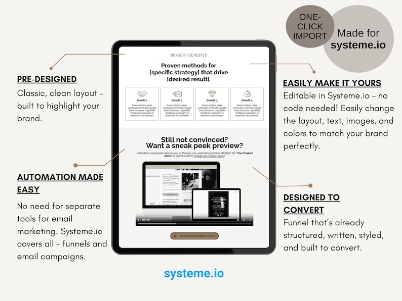 systeme.io, funnel, link in bio, sales funnel, one click import, done for you, landing page, squeeze page, digital marketing template, digital, 1-click import, tripwire, funnel, opt in, email marketing, systeme io template, template, upsell, bio link, 5 step tripwire, multi step tripwire funnel, systeme.io stan store dupe, systeme.io selling ebooks funnel, systeme.io pro landing page, systeme.io pro, systeme.io sales funnel, systeme.io 5 page funnel, systeme.io webinar funnel, ebook, canva, lib