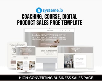 Systeme.io Coaching, Course or Digital product Sales Funnel Template, Landing Page (One-Click Import)